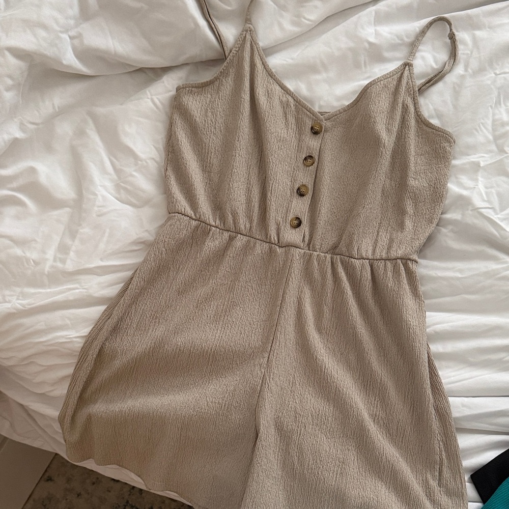 H&M Tan Jumpsuit with Button Detail